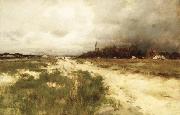 unknow artist Coast Landscape, Dunes and Windmill oil painting on canvas